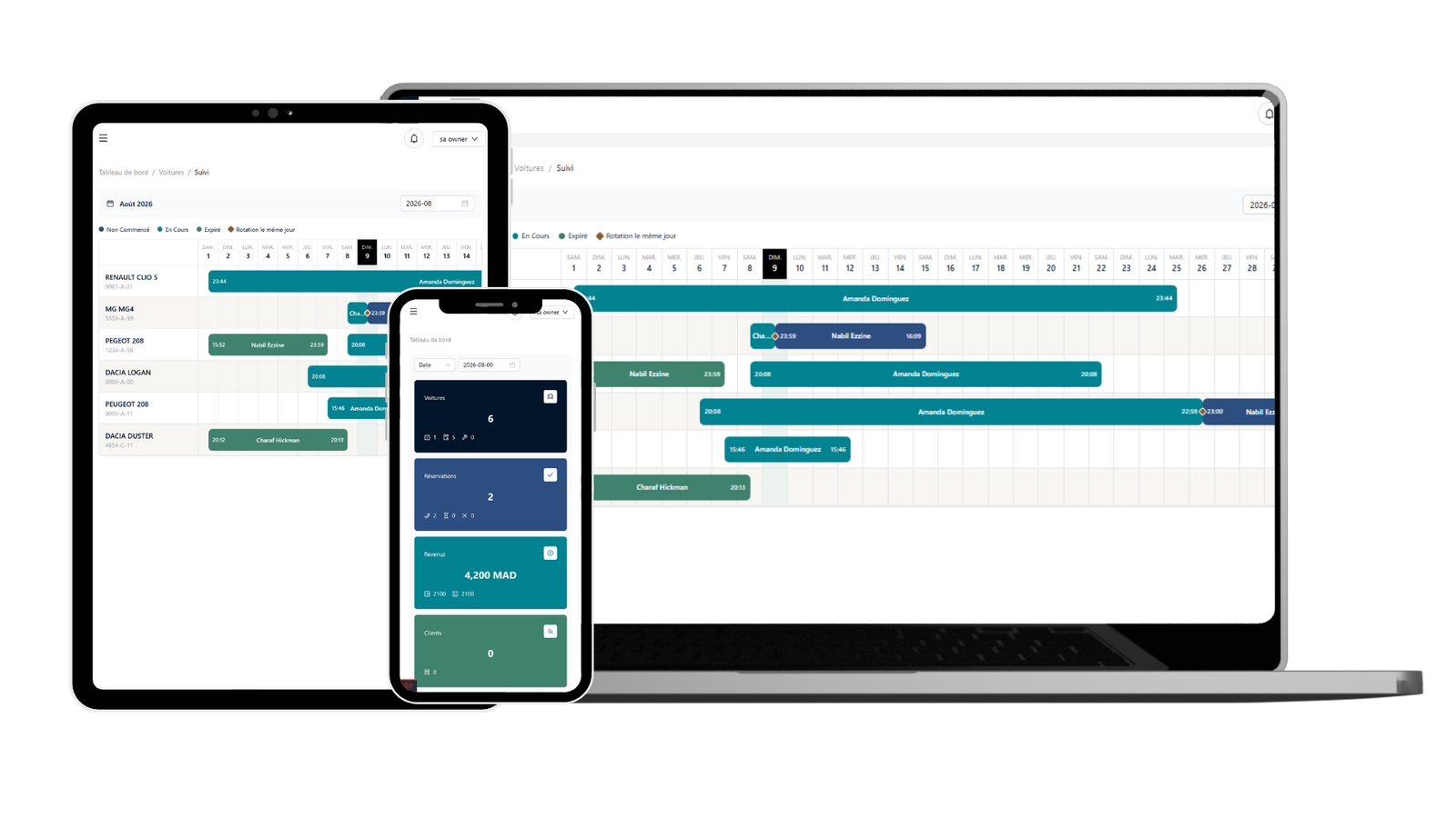 AutoRental sur plusieurs appareils
